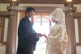 写真:和装結婚式8、指輪交換